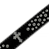 Black Cross Stones With Studs And White Stones Studded Rhinestones Belts