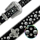 Black Scout With Studs And White Stones Studded Rhinestones Belts