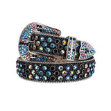 Black Strap With Black & Multi Studded Rhinestone Belt