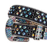 Black Strap With Black & Multi Studded Rhinestone Belt