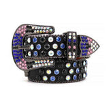 Black Skull Strap With Multi Studded Rhinestone Belt