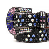 Black Skull Strap With Multi Studded Rhinestone Belt