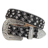 Black Strap With Black & White Studded Rhinestone Belt