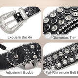 Black Strap With Black & Diamond White Studded Rhinestone BB Belt