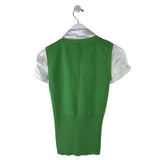 BEBE SHORT SLEEVE SWEATER GREEN WHITE SMALL