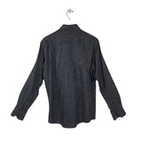 ERMENEGILDO ZEGNA PLAID LONG SLEEVE MEN SHIRT BLACK WHITE MEDIUM
