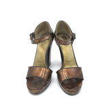 PRADA TORTOISE PATENT LEATHER PUMPS LUXE SHOES BROWN 38.5