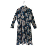 MING WANG MAXI LONG SLEEVE DESIGNER DRESS BLUE CREAM MEDIUM