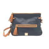DOONEY & BOURKE LEATHER TASSEL SATCHEL HANDBAG NAVY
