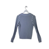 MANGO STRIPE LONG SLEEVE TOP BLUE BLACK MEDIUM