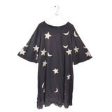 MAGNOLIA PEARL EMBROIDERED STARS DESIGNER DRESS BROWN BEIGE ONE SIZE