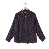 MICHAEL MICHAEL KORS LONG ZIP FRONT BLOUSE MAROON BLACK 2X
