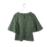 BANANA REPUBLIC LACE SHORT SLEEVE TOP OLIVE MEDIUM
