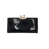 TED BAKER PATENT STONE CLOSEURE WALLET BLACK ROSE GOLD