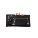 TED BAKER PATENT STONE CLOSEURE WALLET BLACK ROSE GOLD