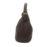 PRADA VITELLO DAINO HOBO LUXE HANDBAG BROWN