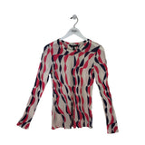 BCBGMAXAZRIA NWT LONG SLEEVE DESIGNER TOP PINK BLUE MEDIUM