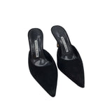 MANOLO BLAHNIK SUEDE MULES DESIGNER SHOES BLACK 8
