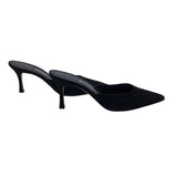 MANOLO BLAHNIK SUEDE MULES DESIGNER SHOES BLACK 8