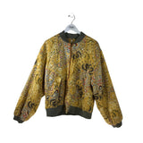 FREE PEOPLE ZIP BOMBER JACKET YELLOW OLIVE LARGE