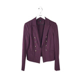 WHITE HOUSE BLACK MARKET STUDDED OPEN BLAZER PURPLE GOLD 8
