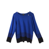 INVESTMENTS KNIT LONG SLEEVE SWEATER BLUE BLACK 2X