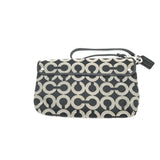 COACH MONOGRAM WRISTLET HANDBAG BLACK GREY