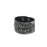 LEATHER BEAD WRAP BRACELET SILVER BLACK