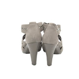 MICHAEL MICHAEL KORS STRAPPY ZIP HEEL SHOES GREY 6.5M