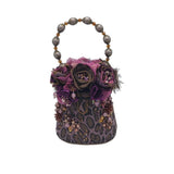 MARY FRANCES RET. $255 FLORAL BEADED HANDBAG PURPLE