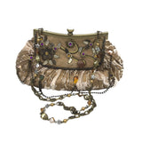 MARY FRANCES CROSSBODY BEADED HANDBAG BROWN TAN