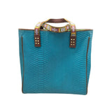 CONSUELA SNAKE PRINT TOTE HANDBAG BLUE