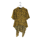 GRACIA SHORT SLEEVE HI LOW BLOUSE YELLOW BLACK LARGE