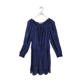 ALICE + OLIVIA EYELET LONG SLEEVE DESIGNER DRESS NAVY 10